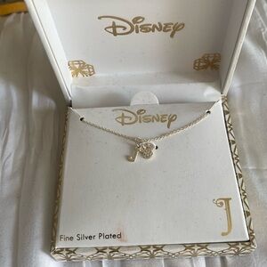 Disney “J” & Mickey Mouse Fine Silver Plated Necklace